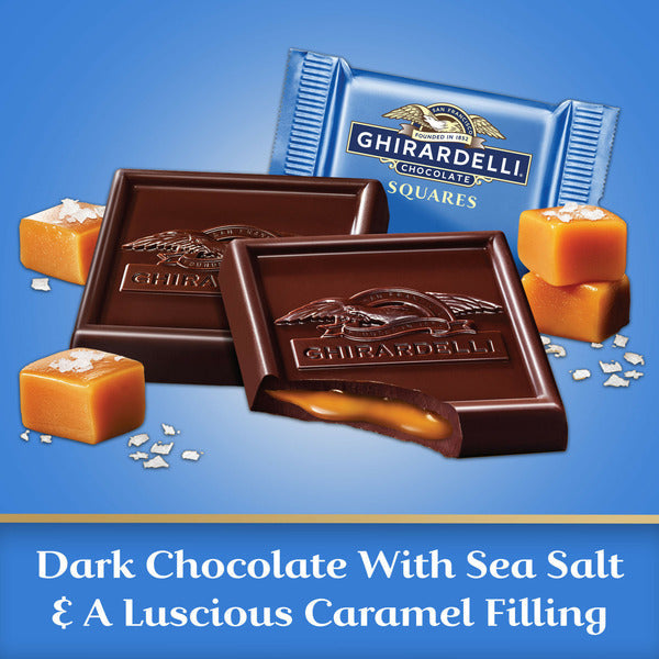 Carrés de caramel au sel de mer en chocolat noir Ghirardelli