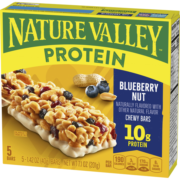 Barras de Granola de Proteína Masticables Nature Valley de Arándano y Nueces