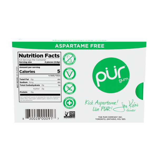 Gomme Naturelle PÜR à la Menthe Verte - Sans Aspartame