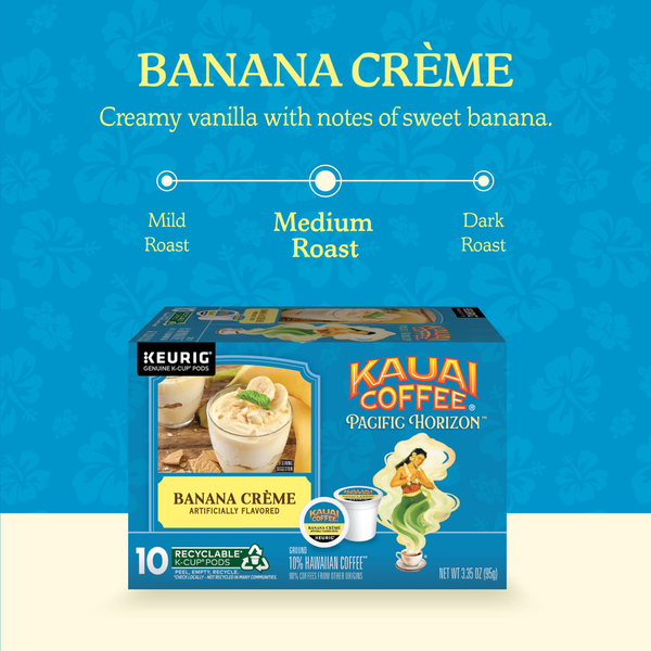 Kauai Coffee Banana Creme K-Cup Pods - Mezcla 10% Hawaiana
