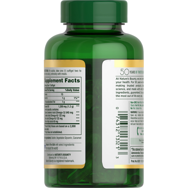 Aceite de linaza en cápsulas blandas de Nature's Bounty, 1200 mg