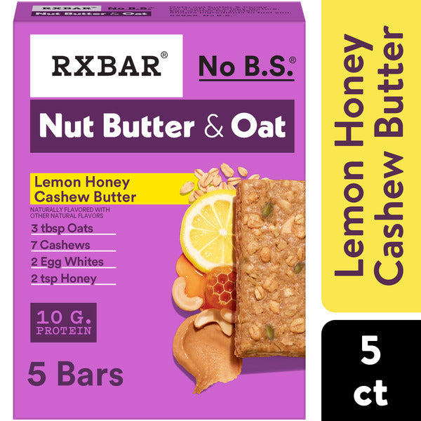Barras de Proteína RXBAR Nut Butter y Avena con Limón y Miel de Anacardo - Paquete de 5