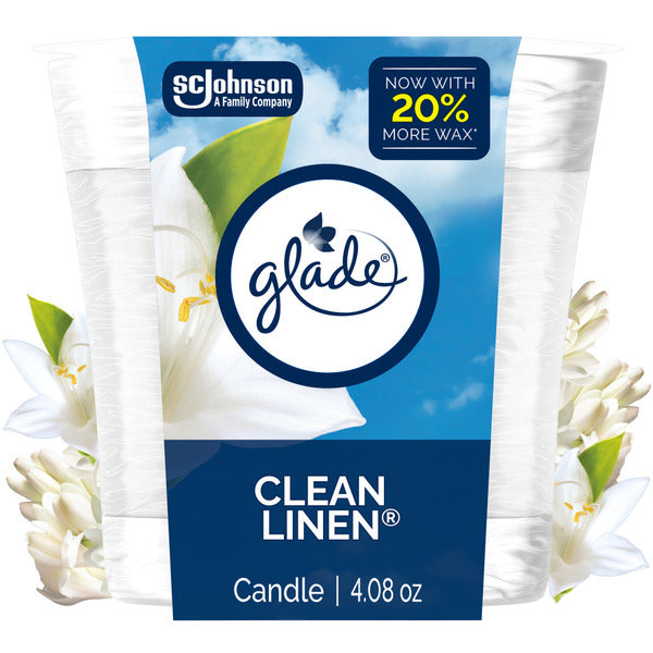 Bougie à mèche unique Glade - Parfum de linge propre