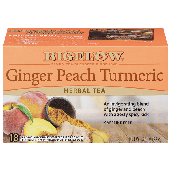 Bigelow Thé Herbal au Gingembre, Pêche et Curcuma en Sachets