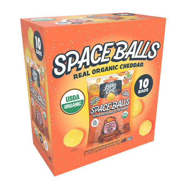 LesserEvil Space Balls Snack Pack Box with Real Cheese