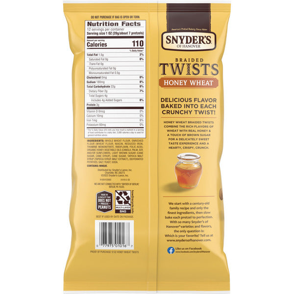 Snyder's of Hanover Honey Wheat Braided Pretzel Twists