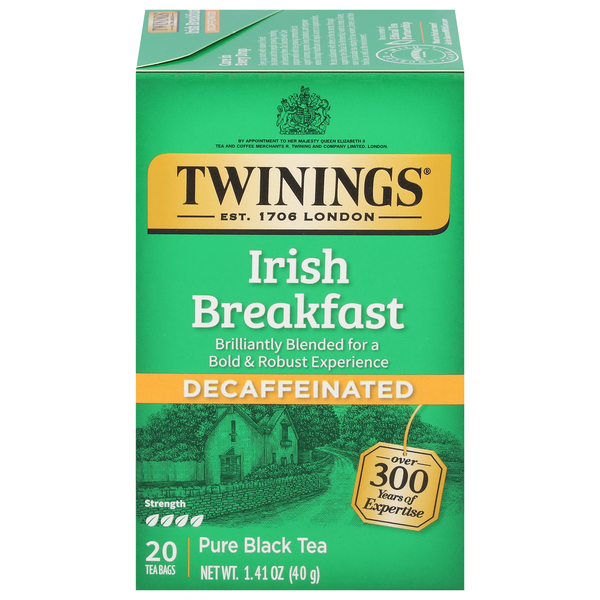 Bolsitas de té negro descafeinado Twinings Irish Breakfast