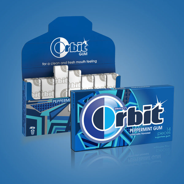 Gomme à mâcher Orbit sans sucre à la menthe poivrée