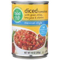 Tomates Diced Estilo Mexicano Food Club con Chiles Verdes