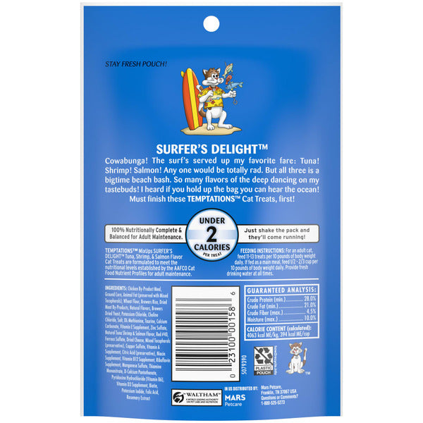 TEMPTATIONS MixUps Friandises Croquantes et Moelleuses pour Chats - Saveur Surfers' Delight