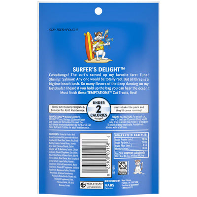 TEMPTATIONS MixUps Golosinas Crujientes y Suaves para Gatos - Sabor Delicia de Surfistas