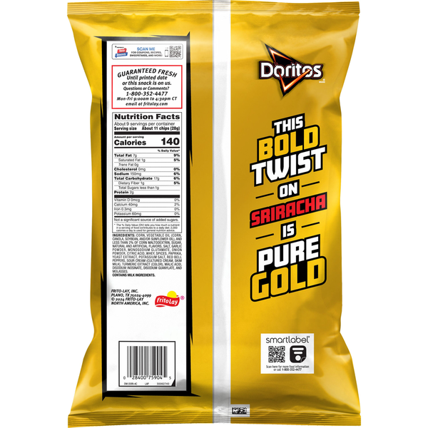 Doritos Tortilla Chips, Golden Sriracha