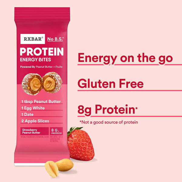 RXBAR Protein Energy Bites - Mantequilla de Cacahuate y Fresa, 10 Unidades