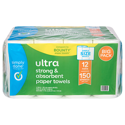 Essuie-tout Ultra Simply Done - Résistant et Absorbant, Grand Paquet