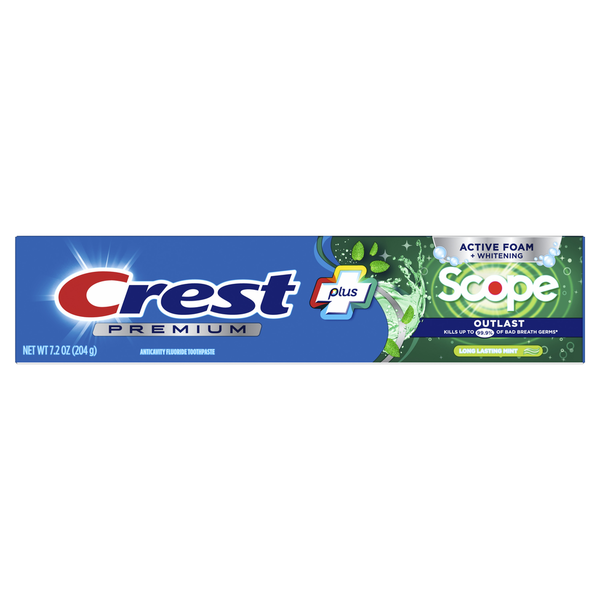 Crest Premium Plus Scope Outlast Toothpaste - Long Lasting Mint Flavor