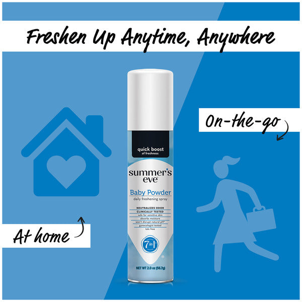 Spray Desodorante Femenino Summer's Eve Freshening, Talco para Bebé