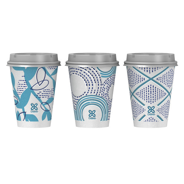 DIXIE 12oz Disposable Paper Coffee Cups & Lids - Variety Pack
