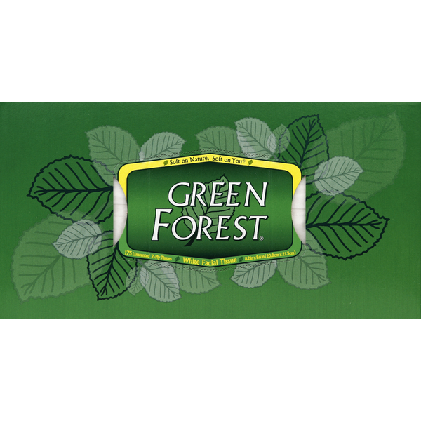 Green Forest Facial Tissue - White, Unscented, 2-Ply