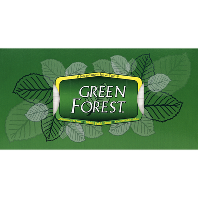 Green Forest Facial Tissue - White, Unscented, 2-Ply