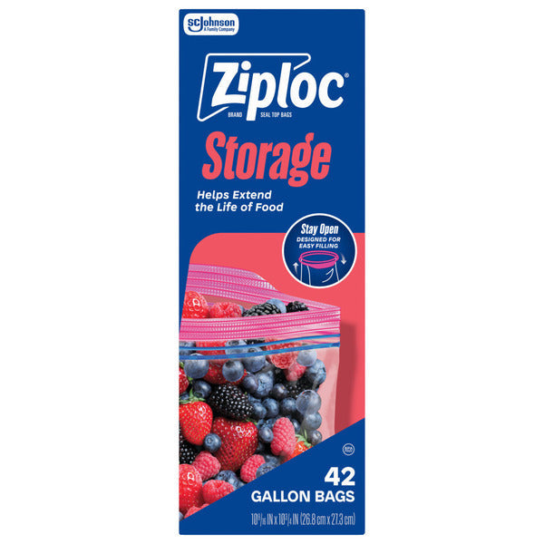 Bolsas de Almacenamiento Ziploc® de Galón - Diseño de Apertura Continua para un Llenado Fácil