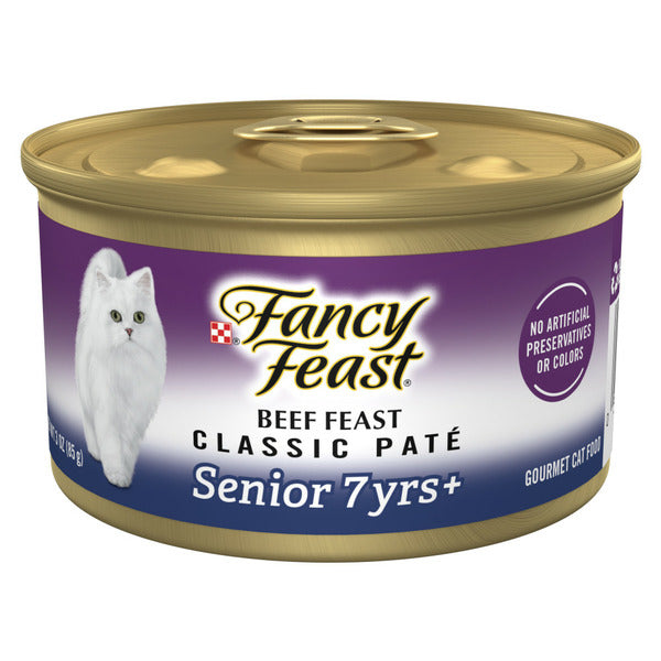 Purina Fancy Feast High Protein Senior Pate Wet Cat Food, Beef Feast 7+