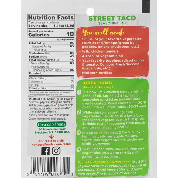 Mélange d'épices pour tacos de rue Concord Foods