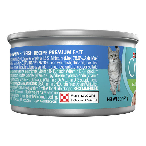 Purina ONE Nourriture humide pour chat sans grain - Recette de poisson blanc de l'océan