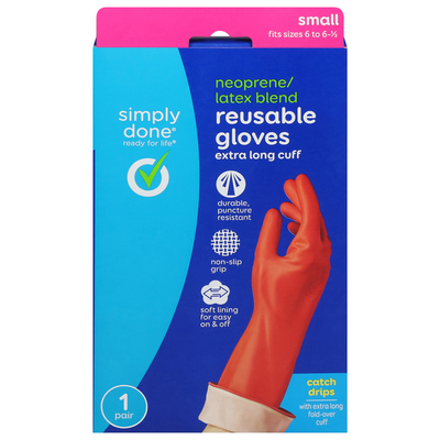 Gants de ménage en néoprène/latex de petite taille Simply Done