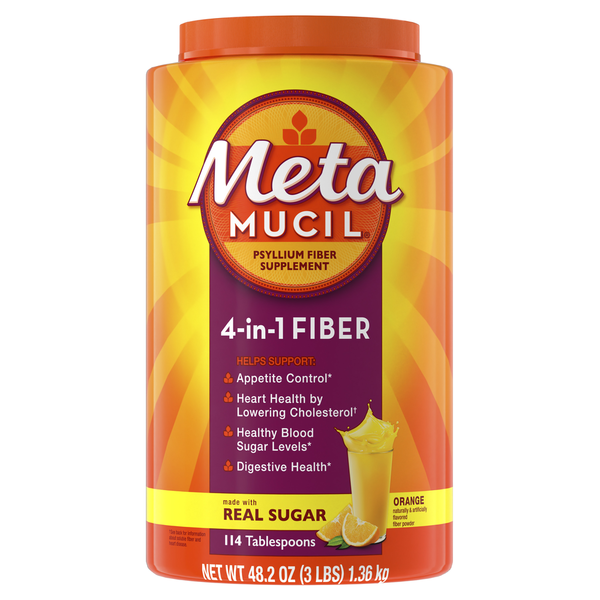 Metamucil 4-in-1 Psyllium Fiber Supplement - Real Sugar Orange