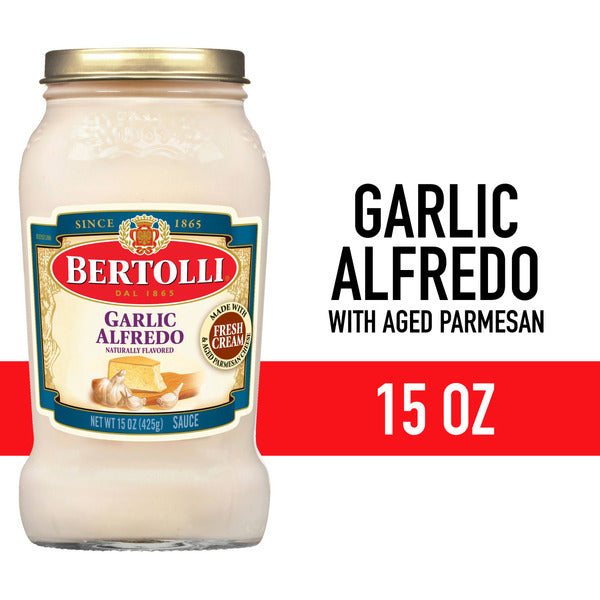 Salsa Alfredo de Ajo Bertolli con Queso Parmesano Añejo