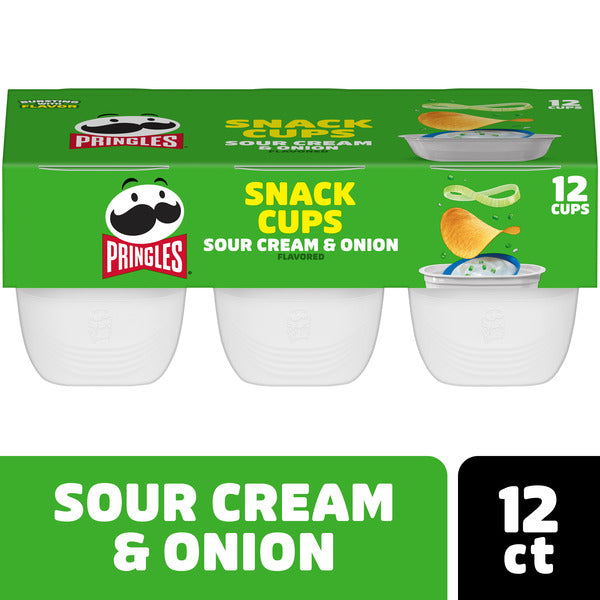 Tazas de Snack Pringles de Crema Agria y Cebolla - Paquete de 12