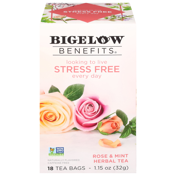 Té de hierbas Bigelow Benefits Stress Free de rosa y menta