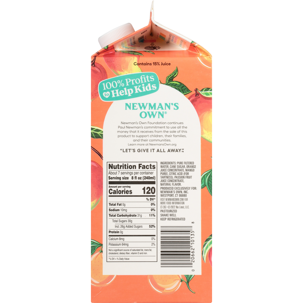 Cocktail de jus Orange Mango Tango de Newman's Own