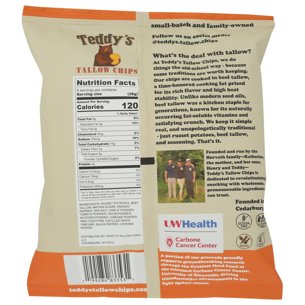 Teddy's Tallow Chips: Premium Potato Chips Cooked in Beef Tallow