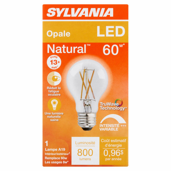 Bombilla Sylvania LED Natural de 60W Blanco Cálido A19
