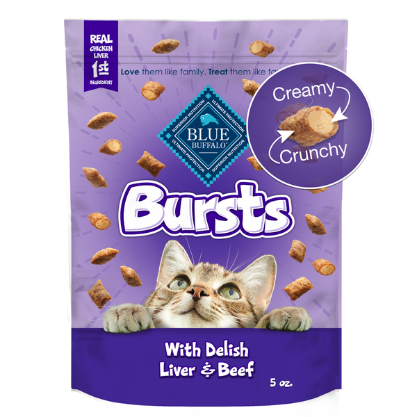 Blue Buffalo Bursts Crunchy Cat Treats - Foie de poulet et boeuf