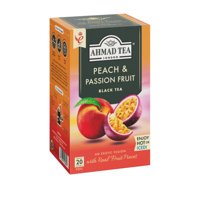 Bolsitas de Té Negro con Durazno y Fruta de la Pasión de Ahmad Tea