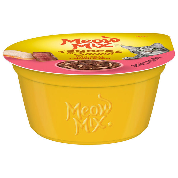 Meow Mix Tenders in Sauce Wet Cat Food with Real Chicken & Beef
