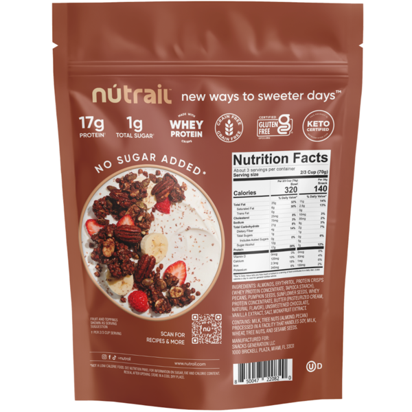 Granola de Proteína NuTrail 17g - Sin Azúcar Añadido Chocolate