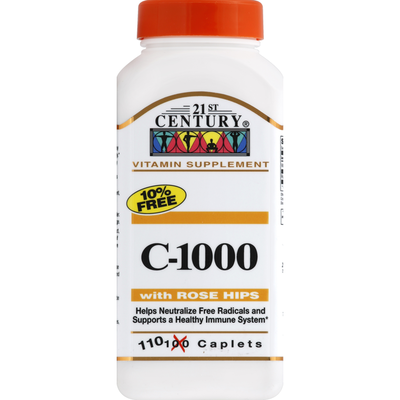 Capletas de Vitamina C-1000 con Rosa Mosqueta de 21ST Century