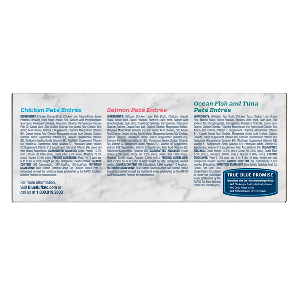 Pack de variété de nourriture humide pour chats Blue Buffalo Tastefuls Pâté