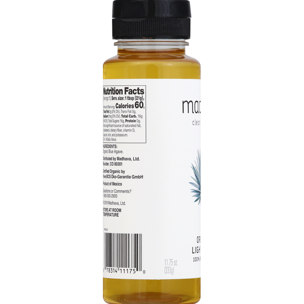 Madhava Jarabe de Agave Orgánico Ligero