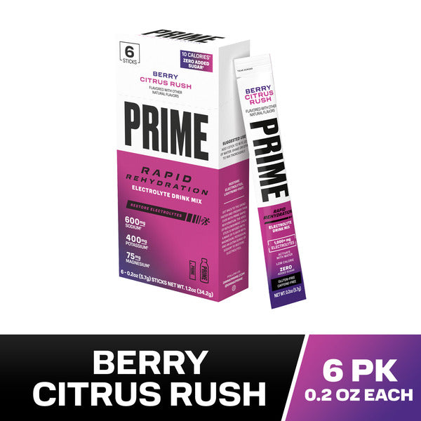 PRIME Rapid Rehydration Sticks - Berry Citrus Rush 6ct Carton