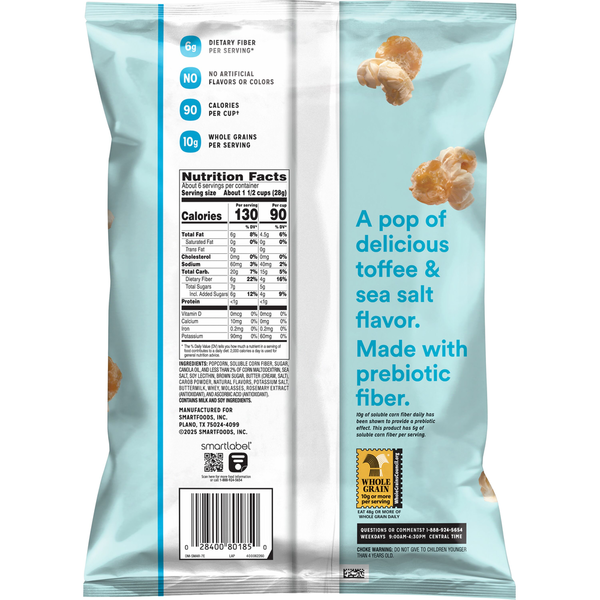 Smartfood Fiber Pop Caramel et Popcorn au Sel de Mer