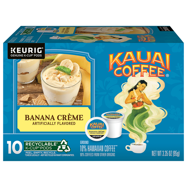 Kauai Coffee Banana Creme K-Cup Pods - Mezcla 10% Hawaiana