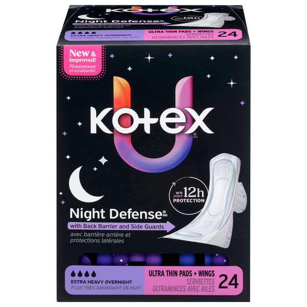 U by Kotex Ultra Thin Extra Heavy Overnight Pads with Wings