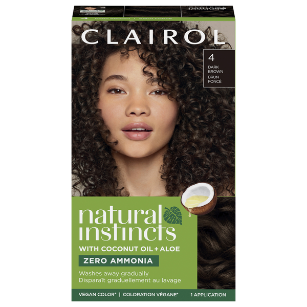 Clairol 4 Brun Foncé Végétalien Couleur de Cheveux avec Huile de Noix de Coco et Aloe