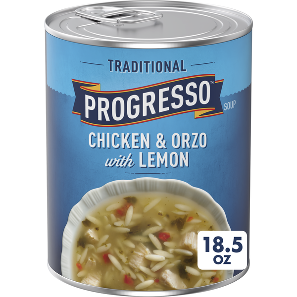 Sopa enlatada Progresso tradicional de pollo y orégano con limón