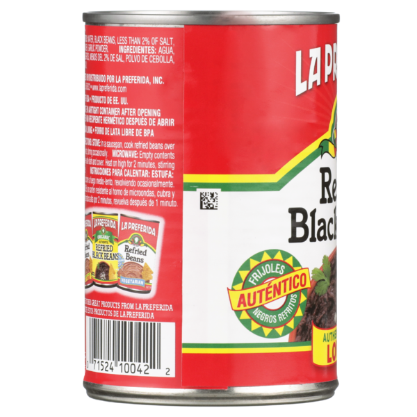 Frijoles Negros Refritos Bajos en Grasa La Preferida