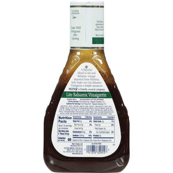 Vinaigrette balsamique légère sans gluten de Ken's Steak House